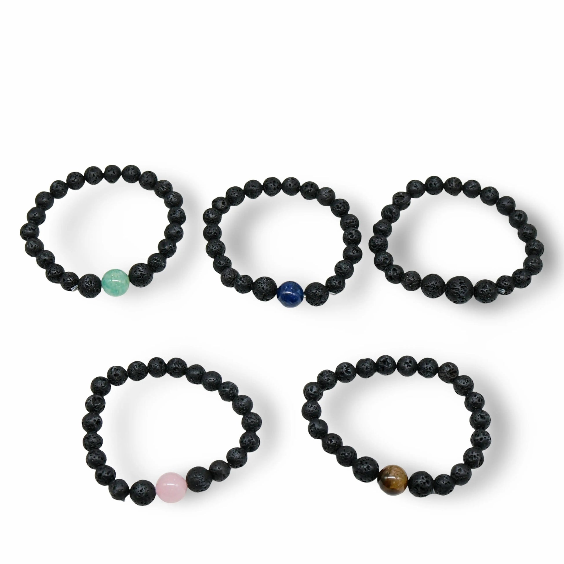 Bracelet - Lava Stone 8mm with Mixed Stone Beads 12mm -8mm & 12mm -Arômes & Évasions