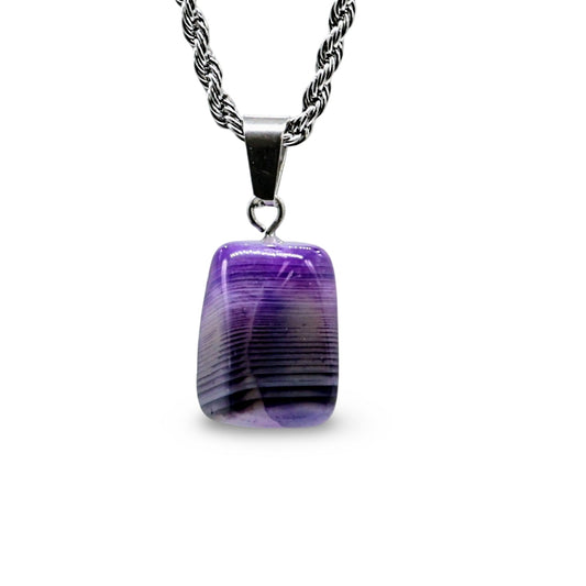 Collier - Agate violette à bandes naturelles