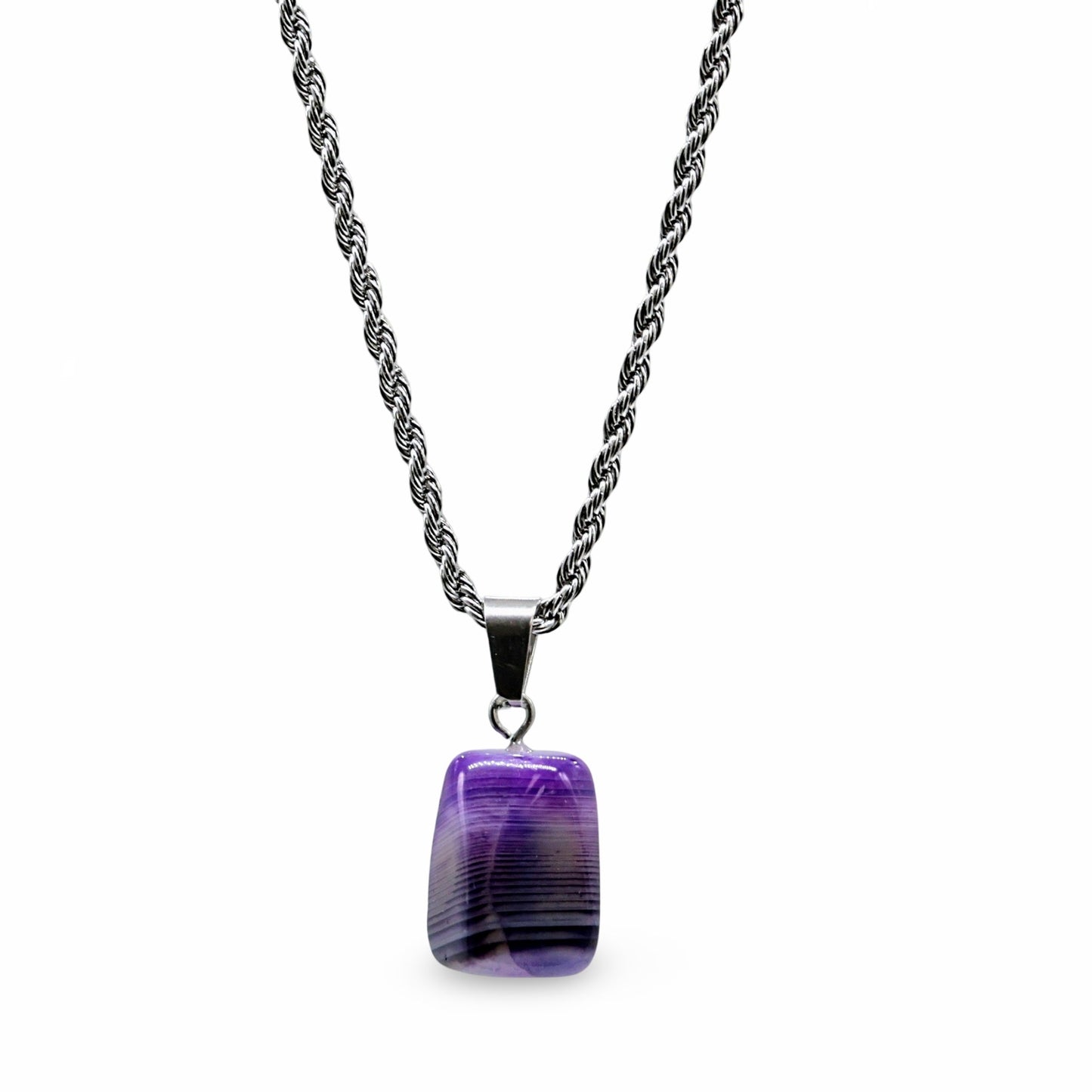 Collier - Agate violette à bandes naturelles