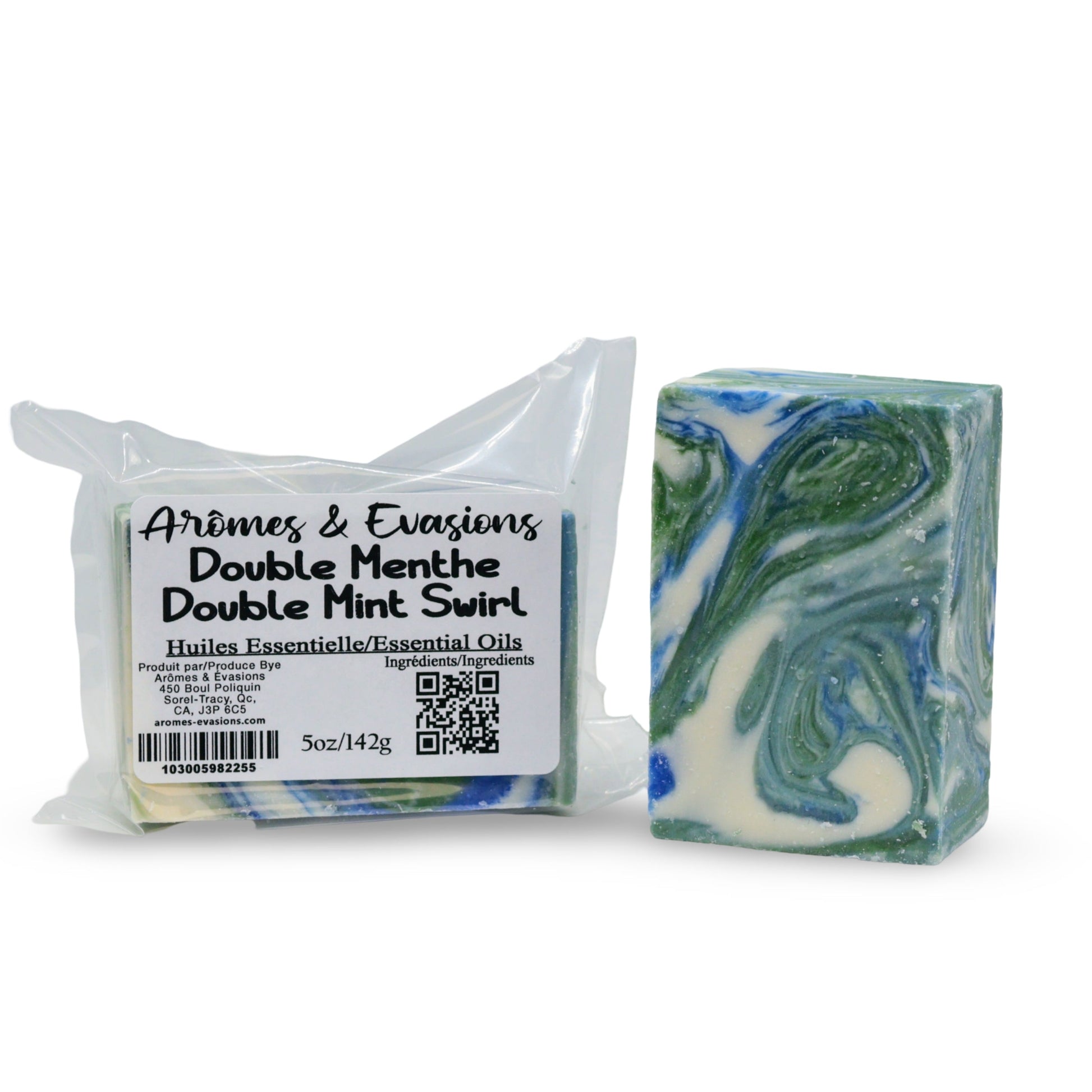 Soap Bar - Cold Process - Double Mint Swirl - 5oz