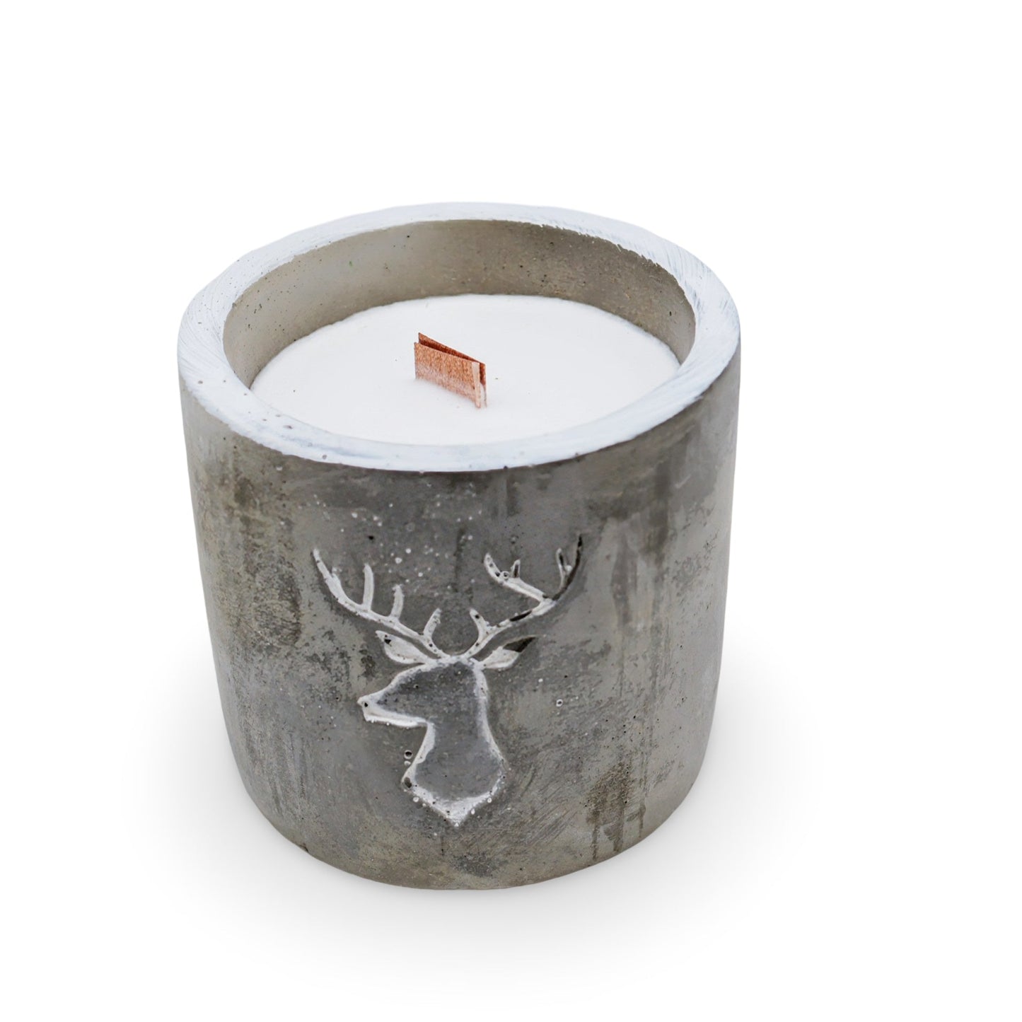 Bougie de Soja Parfumée - Pot en Céramique Moyen - Tête de Cerf - Whisky & Fumée de Bois