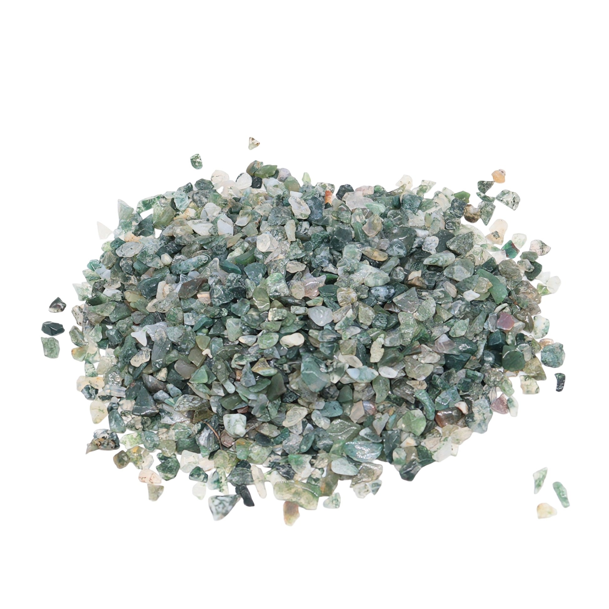 Stone - Tumbled Chips - Moss Agate - 7 to 9mm