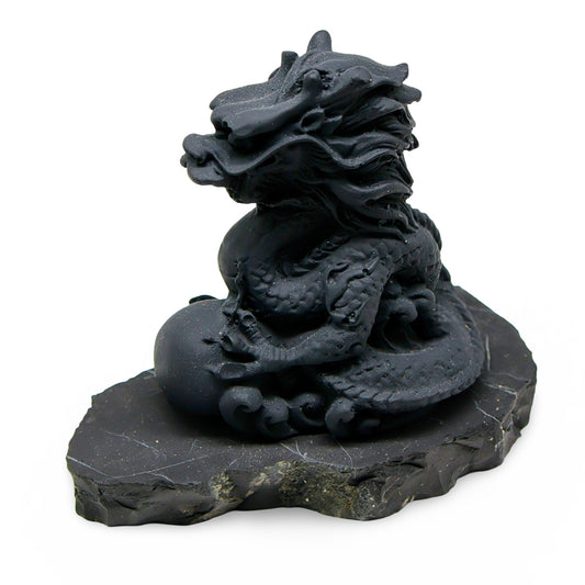 Pierre - Pierre de Shungite Sculptée en Forme de Dragon - Brute - 269 g