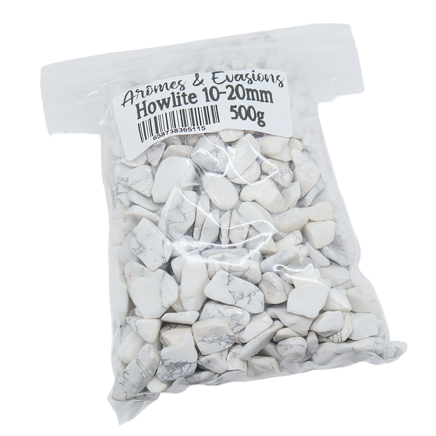 Stone - Tumbled Chips - White Howlite - 10 to 20mm - Arômes et Évasions