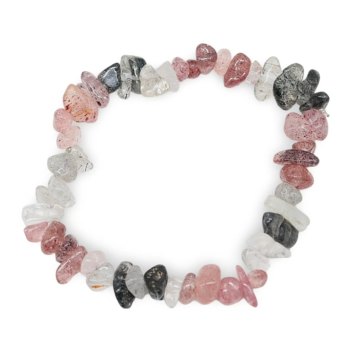 Bracelet - Amazonite & Strawberry Quartz - Chips -Chips -Arômes & Évasions