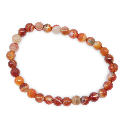 Bracelet -Agate rayée rouge -6mm