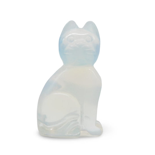 Stone - Natural Opalite - Cat Sculpture - 2"