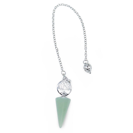 Pendulum - Cone - Green Aventurine - Tree of Life Charm - Arômes et Évasions