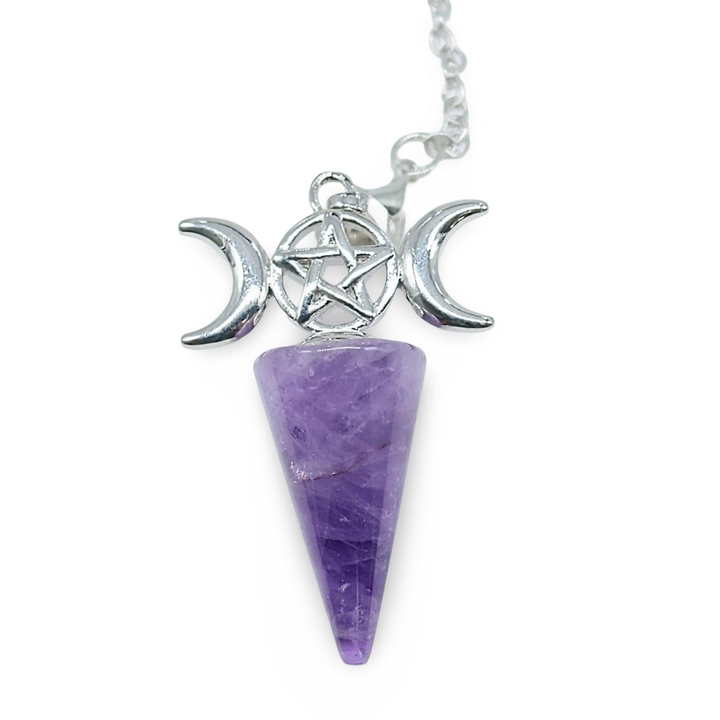 Pendulum - Cone - Amethyst - Triple Moon Charm - Arômes et Évasions