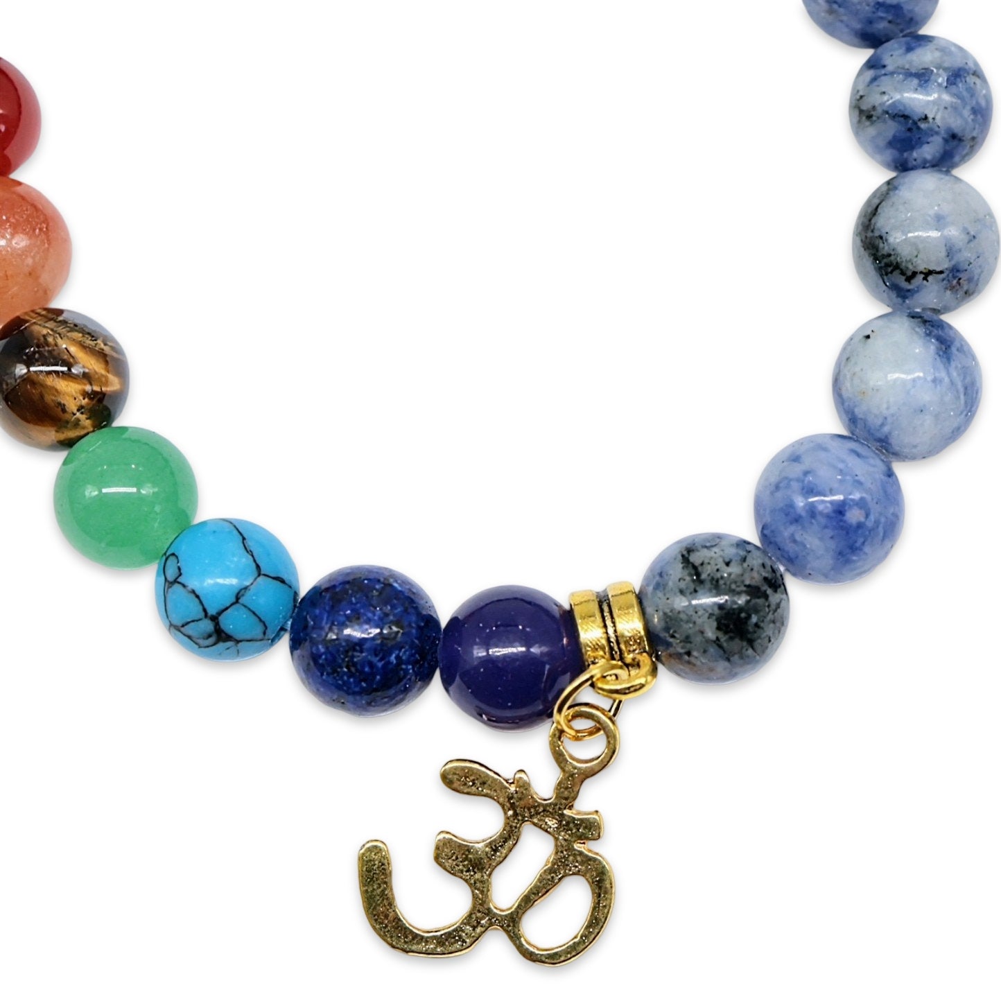 Bracelet - Sodalite & 7 Chakras avec signe Om - 8mm