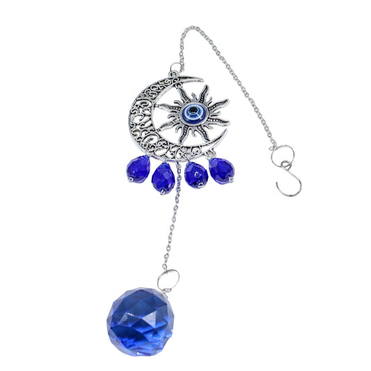 Home Decor - Suncatcher - Crystal Hanging Ornament - Moon, Sun & Evil Eye