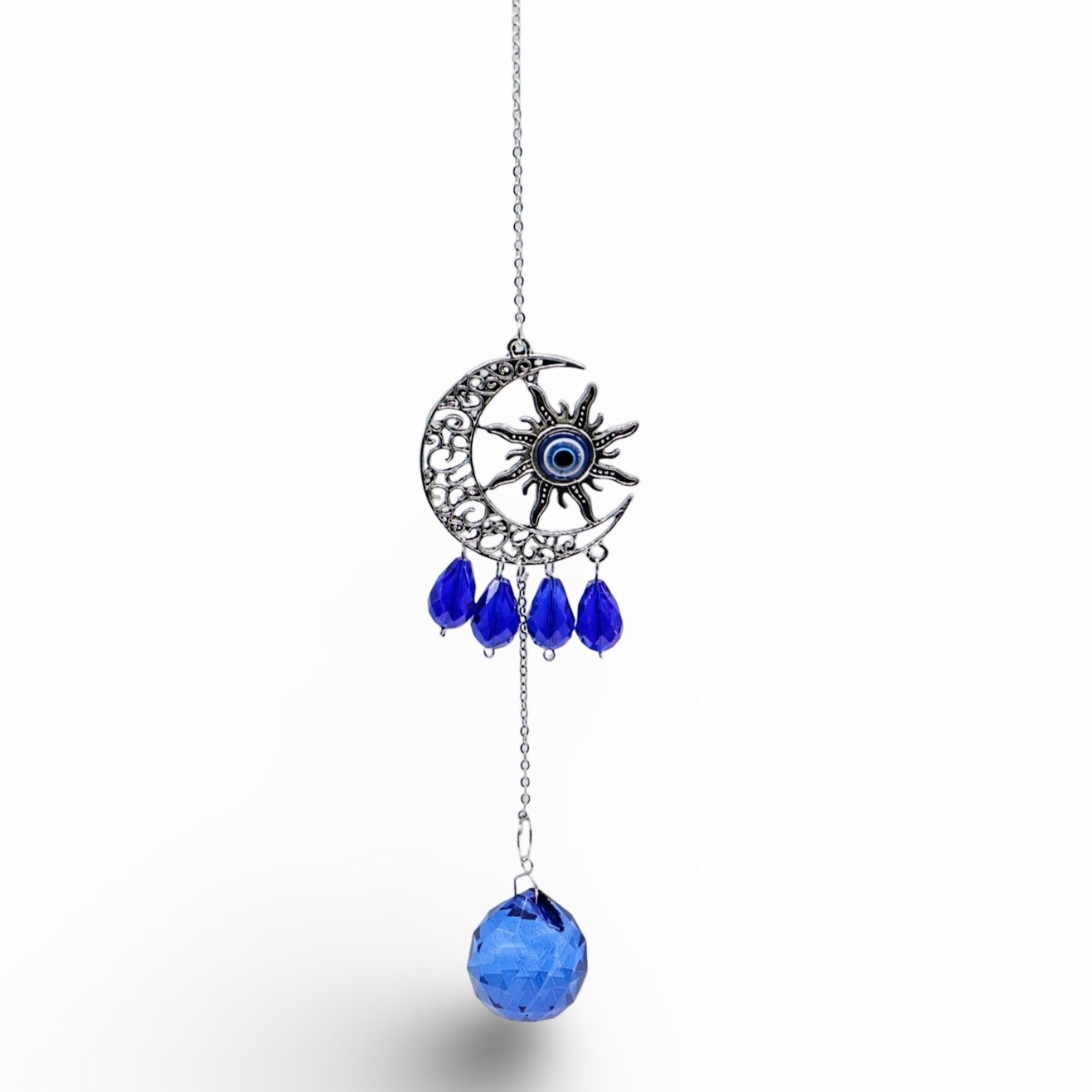 Home Decor - Suncatcher - Crystal Hanging Ornament - Moon, Sun & Evil Eye