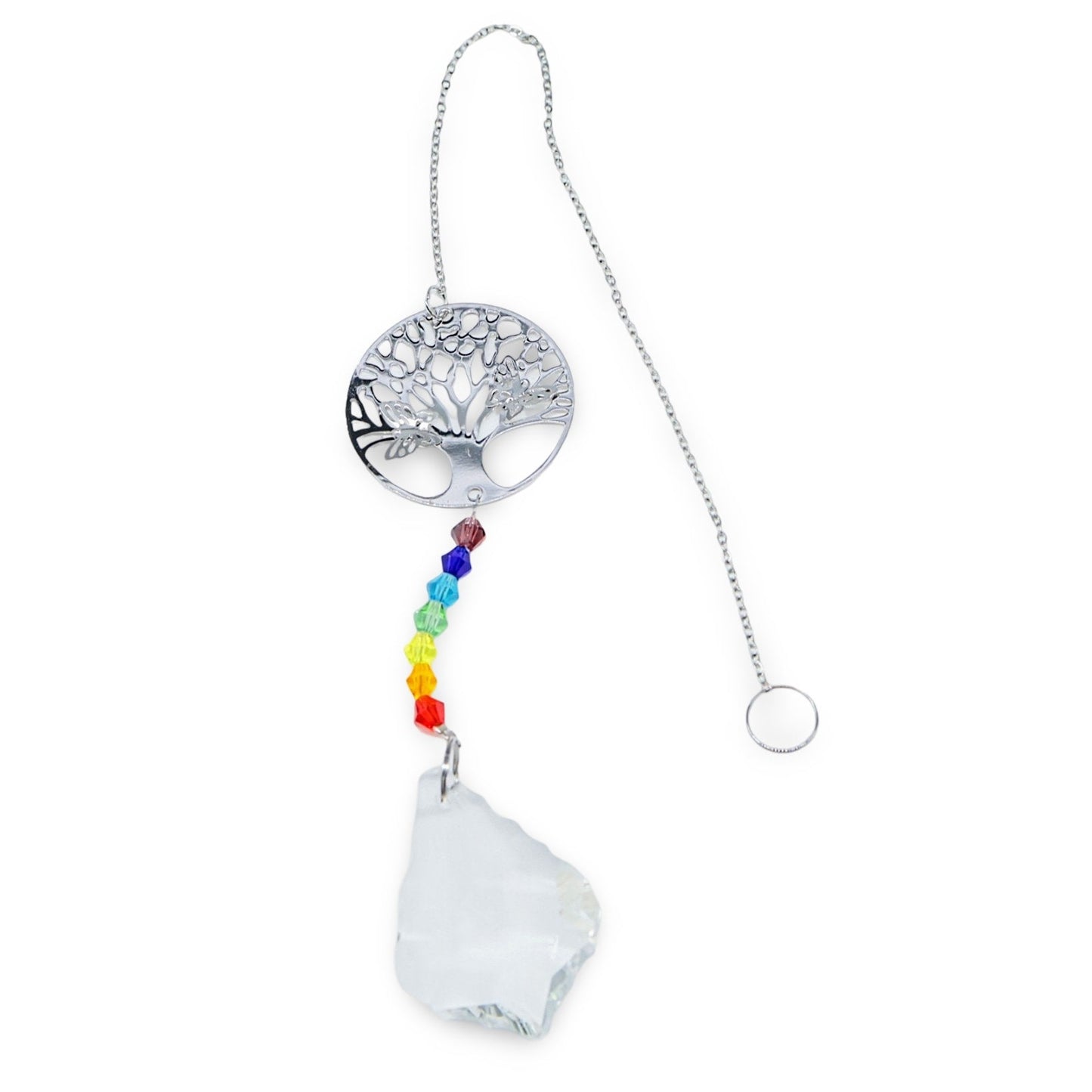 Home Decor - Suncatcher - Crystal Hanging Ornament - Water Drop, 7 Chakra & Tree of Life