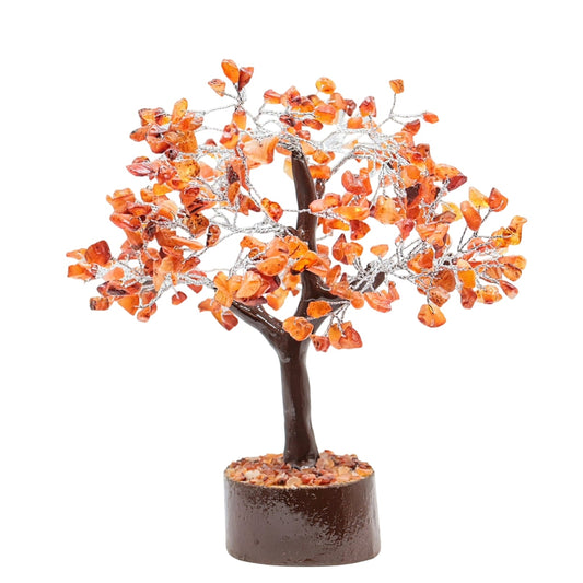 Déco Maison - Arbre - Pierres Précieuses - Cornaline - 8.5"H - 300 Éclats de Pierre