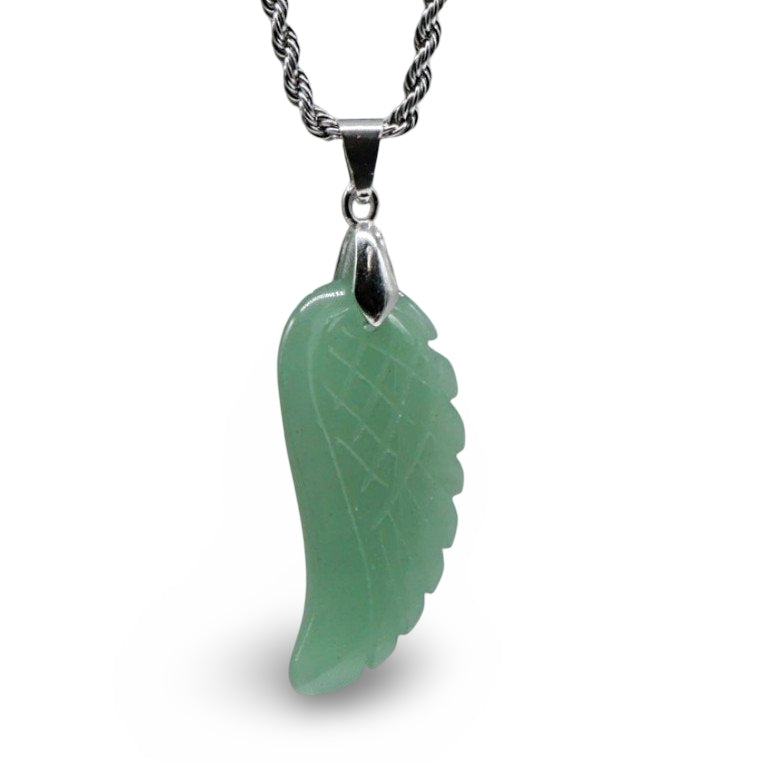 Necklace - Gemstone - Angel Wings - Green Aventurine