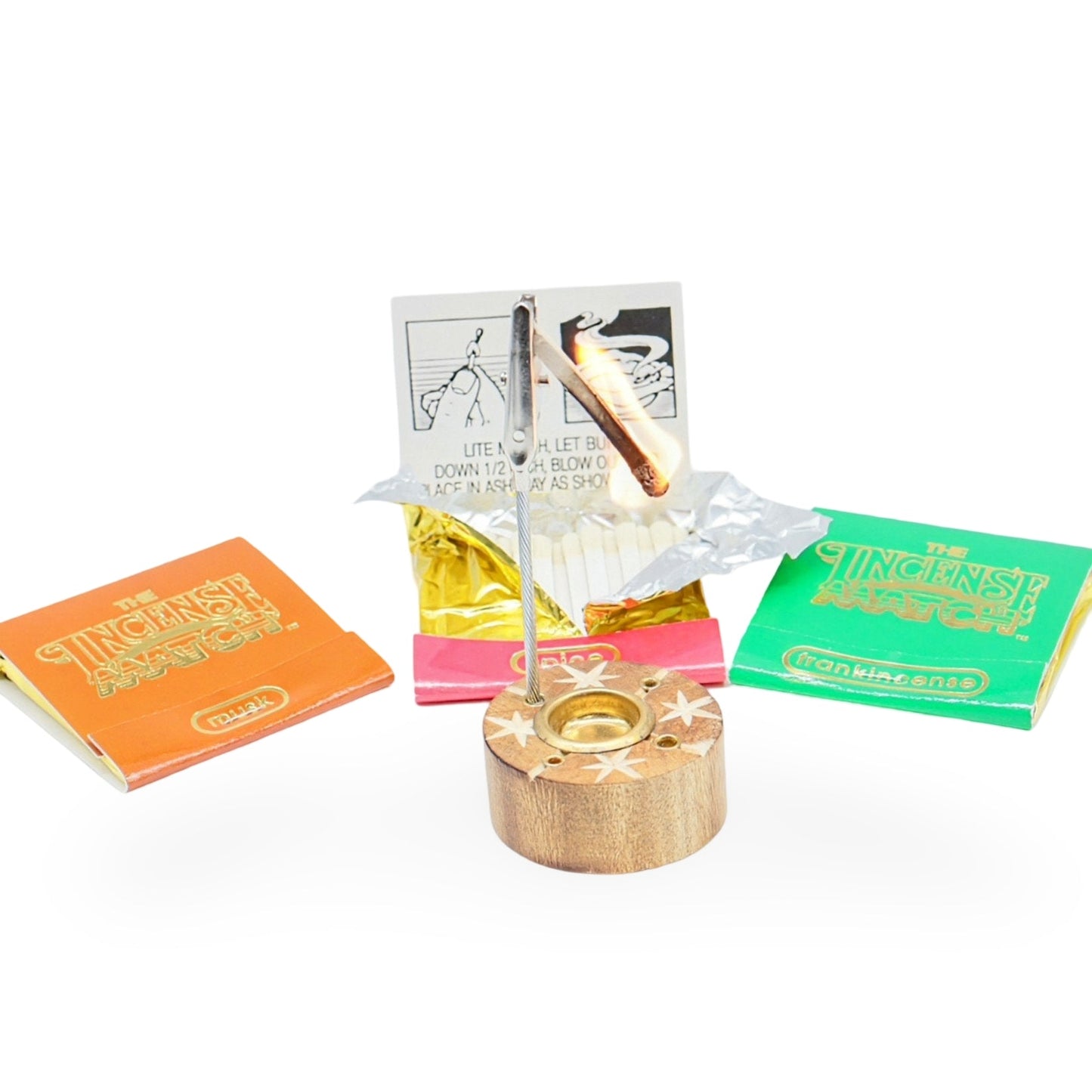 Incense Matches - Starter Kit - 3 Incense Matches Books with Incense Matches Burner