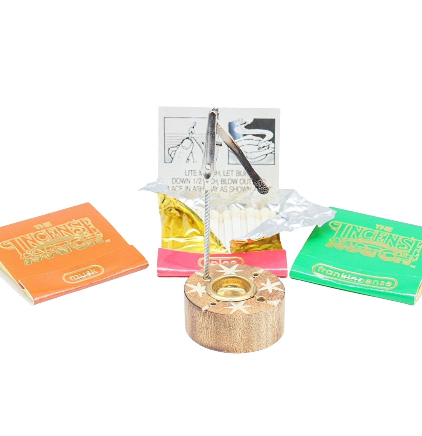 Incense Matches - Starter Kit - 3 Incense Matches Books with Incense Matches Burner