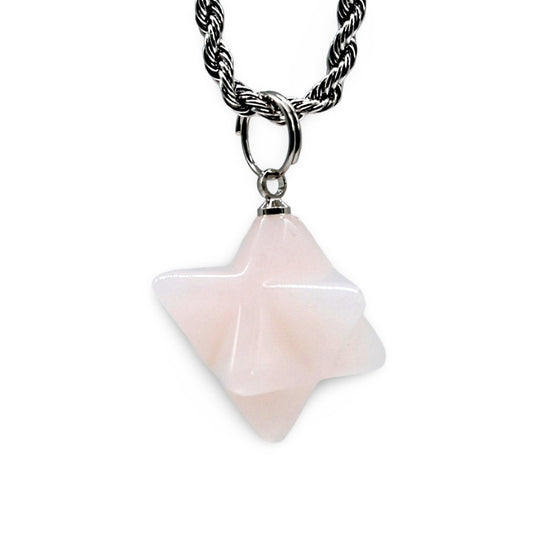 Collier - Étoile Merkaba - Quartz Rose