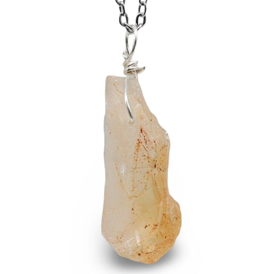 Collier - Citrine Naturelle - Fil de Cuivre Argenté Enroulé