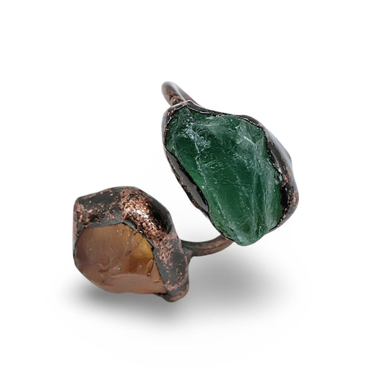 Bague - Fluorite Verte & Citrine - Ajustable