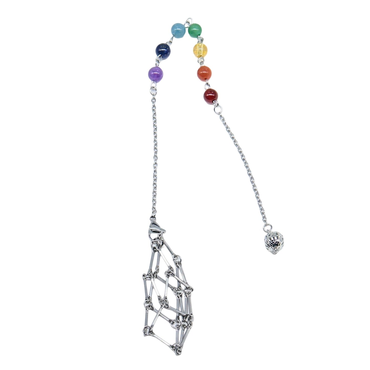 Pendulum - 7 Chakra Chain with Macrame Metal Pocket Medium Pocket