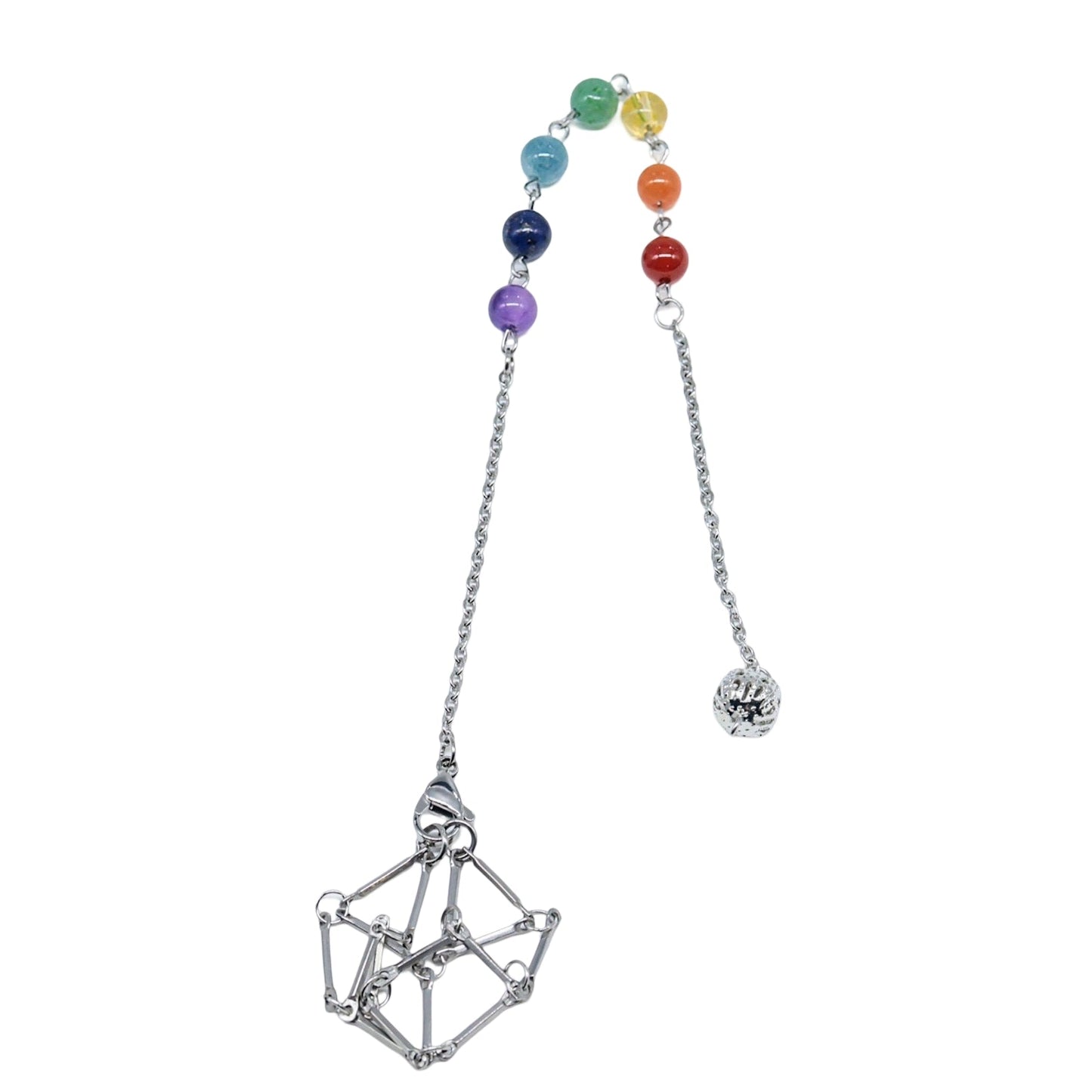 Pendulum - 7 Chakra Chain with Macrame Metal Pocket Small Pocket