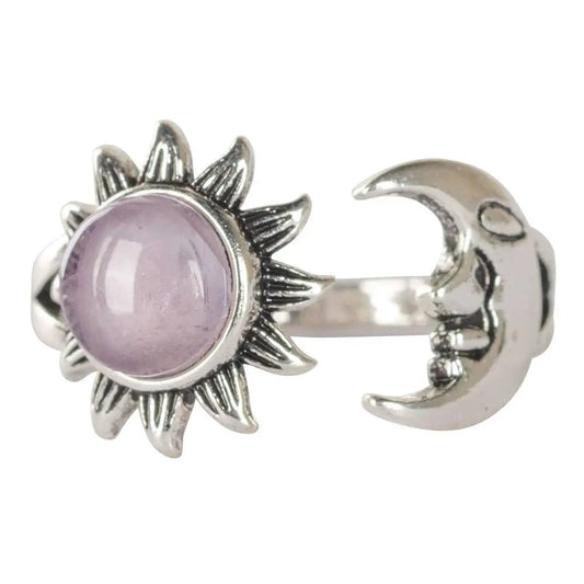 Ring - Amethyst Sun & Moon - Adjustable - Arômes et Évasions