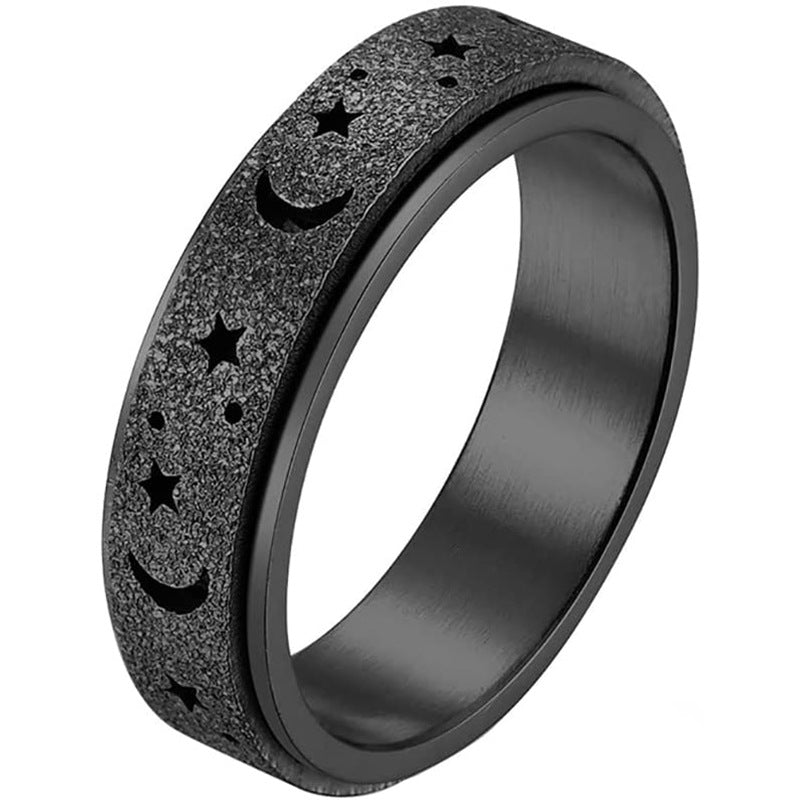 Rotating Ring - Stress Anxiety Relief - Stainless Steel - Moon and Star