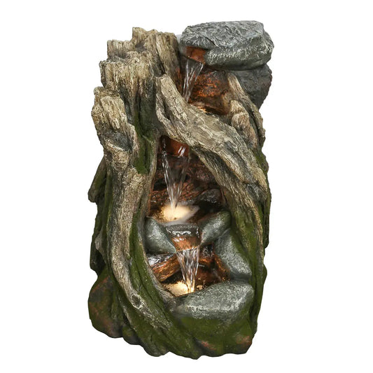 Home Decor - Fountain - Treetrunk Waterfall with 3 LED - -Arômes & Évasions