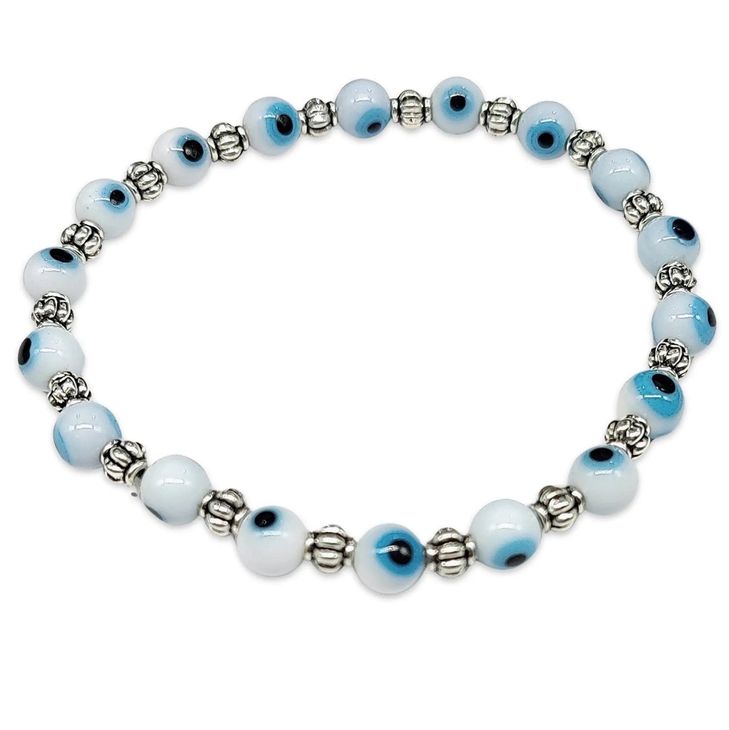 Bracelet -White Evil Eye -4mm