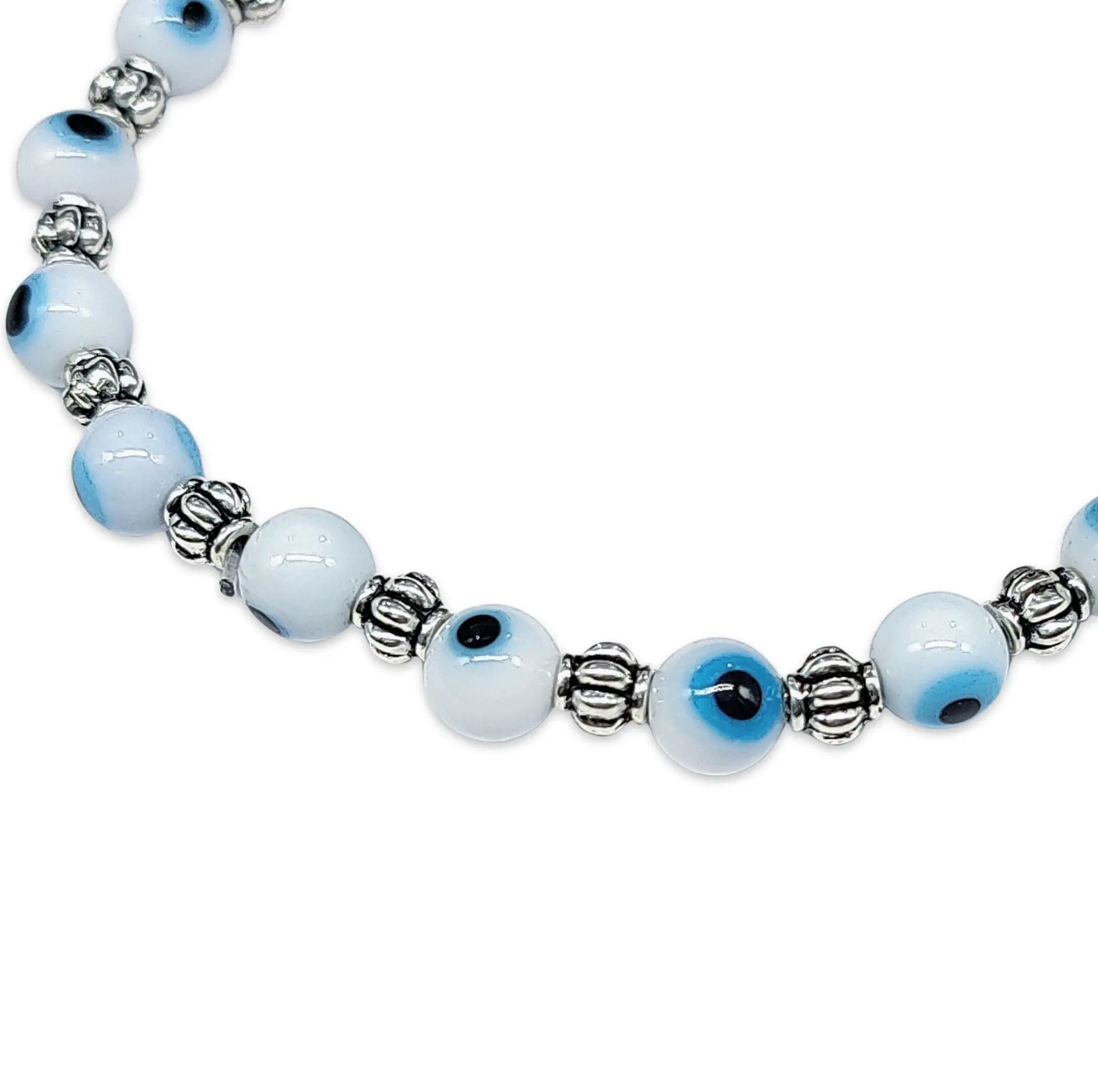 Bracelet -White Evil Eye -4mm