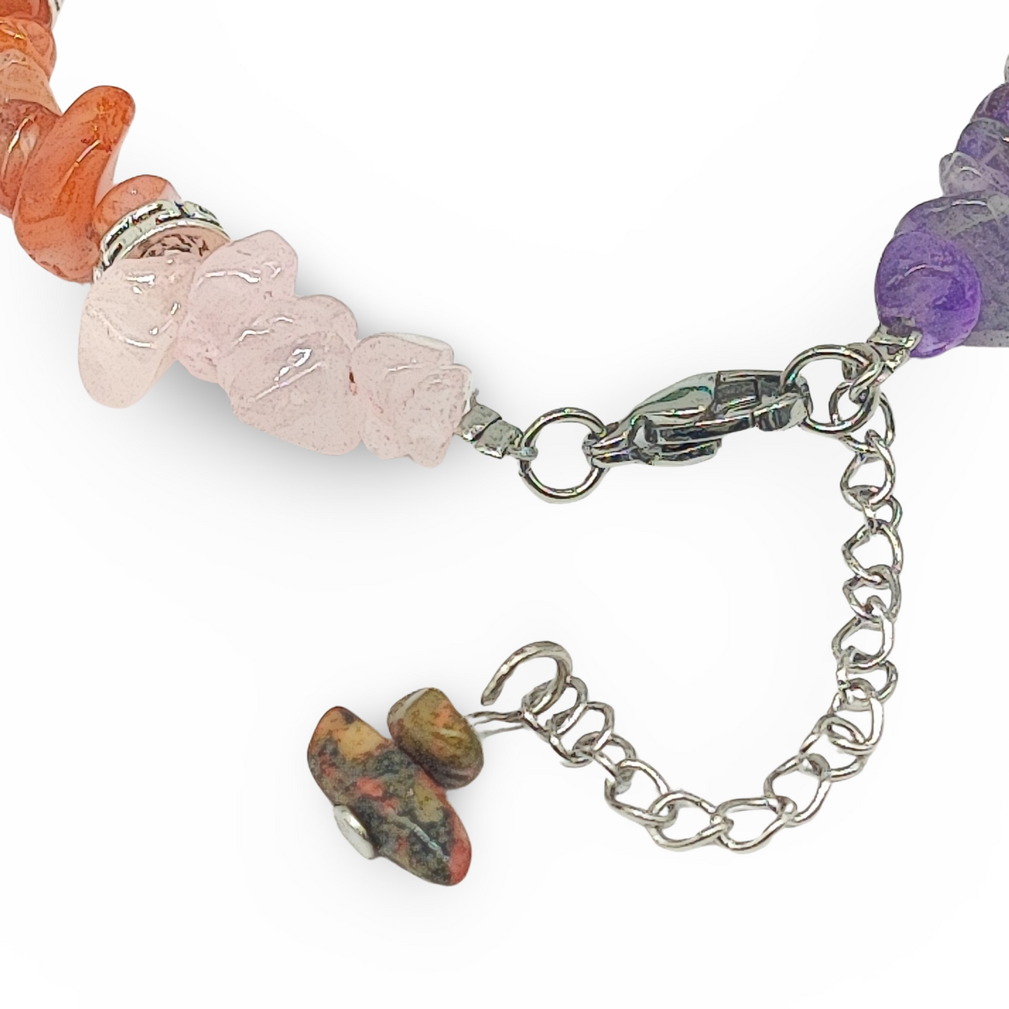 Bracelet - Adjustable - 7 Chakras - Natural Gemstone Chips