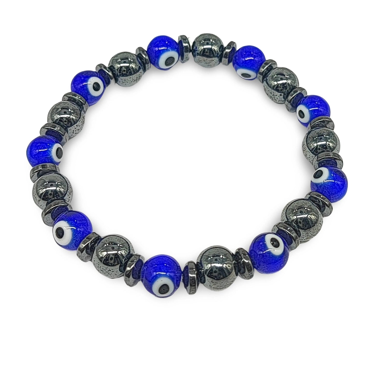 Bracelet - Evil Eye - Hematite - 8mm