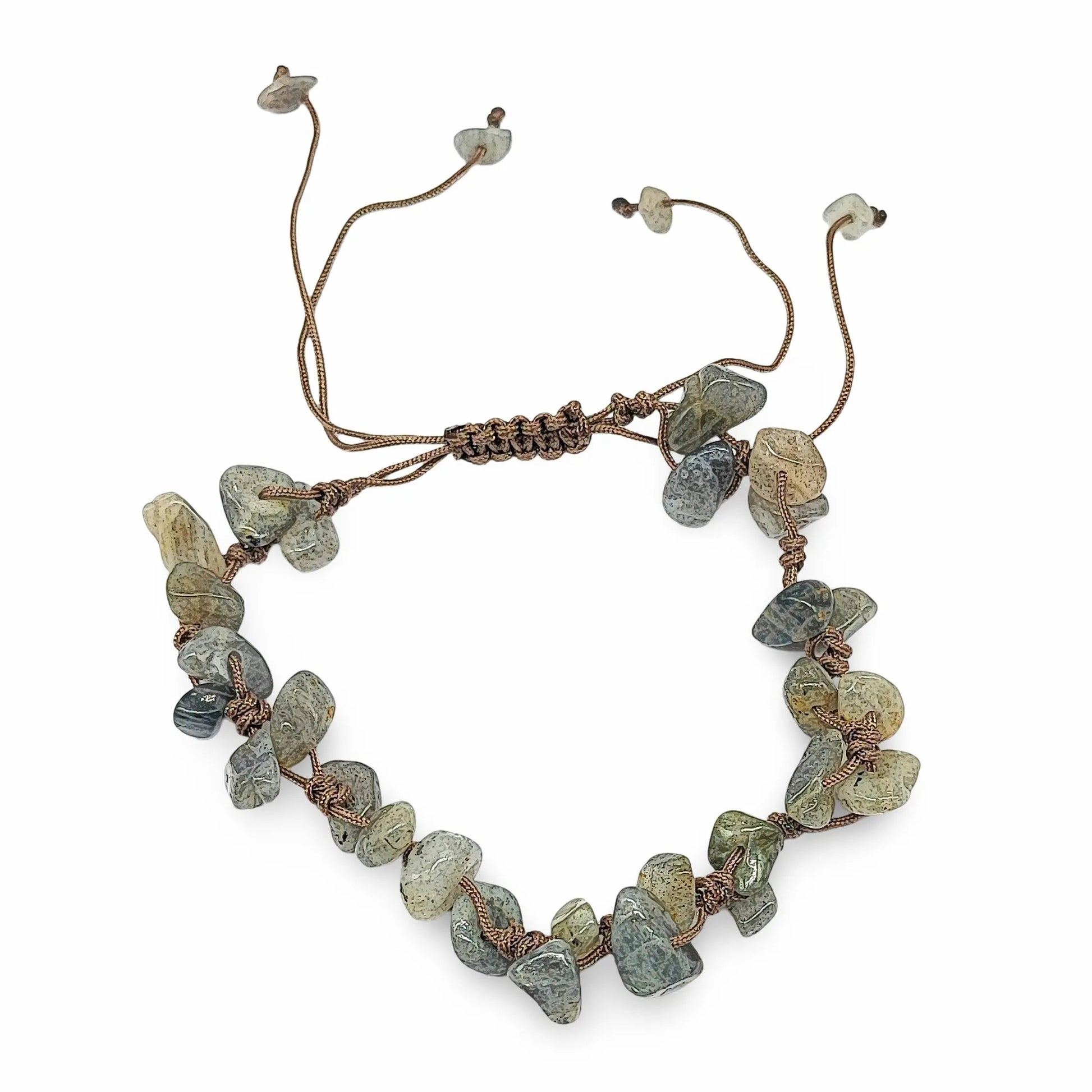 Bracelet -Labradorite -Chips -Adjustable Cord -Chips -Arômes & Évasions