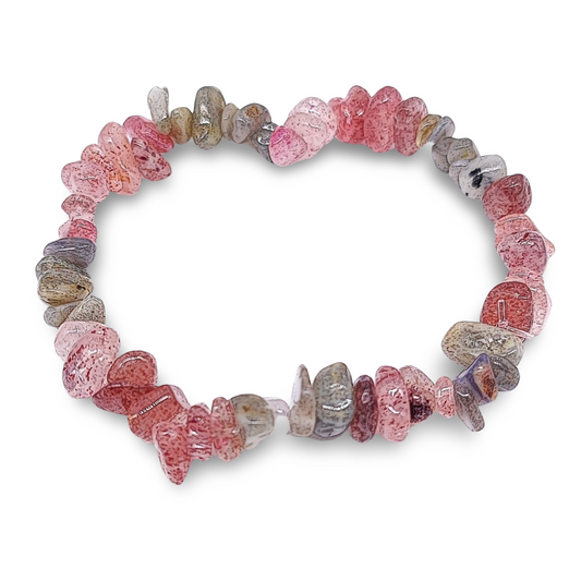 Bracelet - Labradorite With Strawberry Quartz - Chips