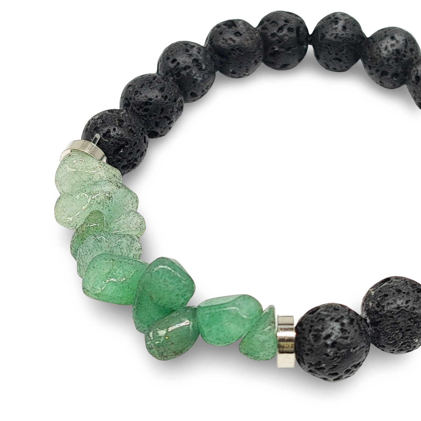 Bracelet -Lava Bead 8mm & Green Aventurine Chips