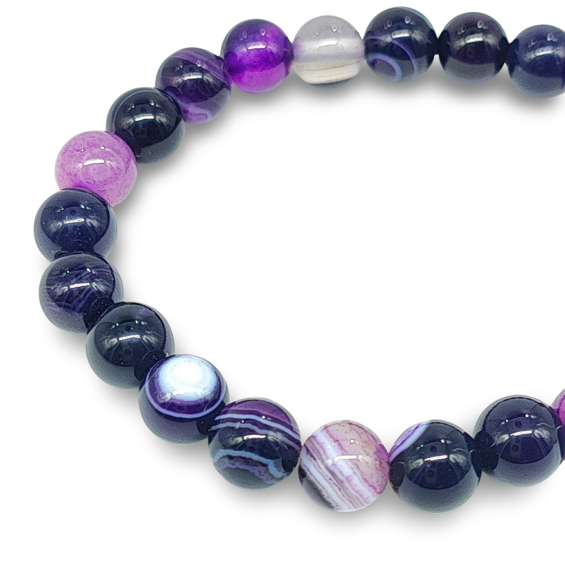 Bracelet -Purple Agate Striped -8mm