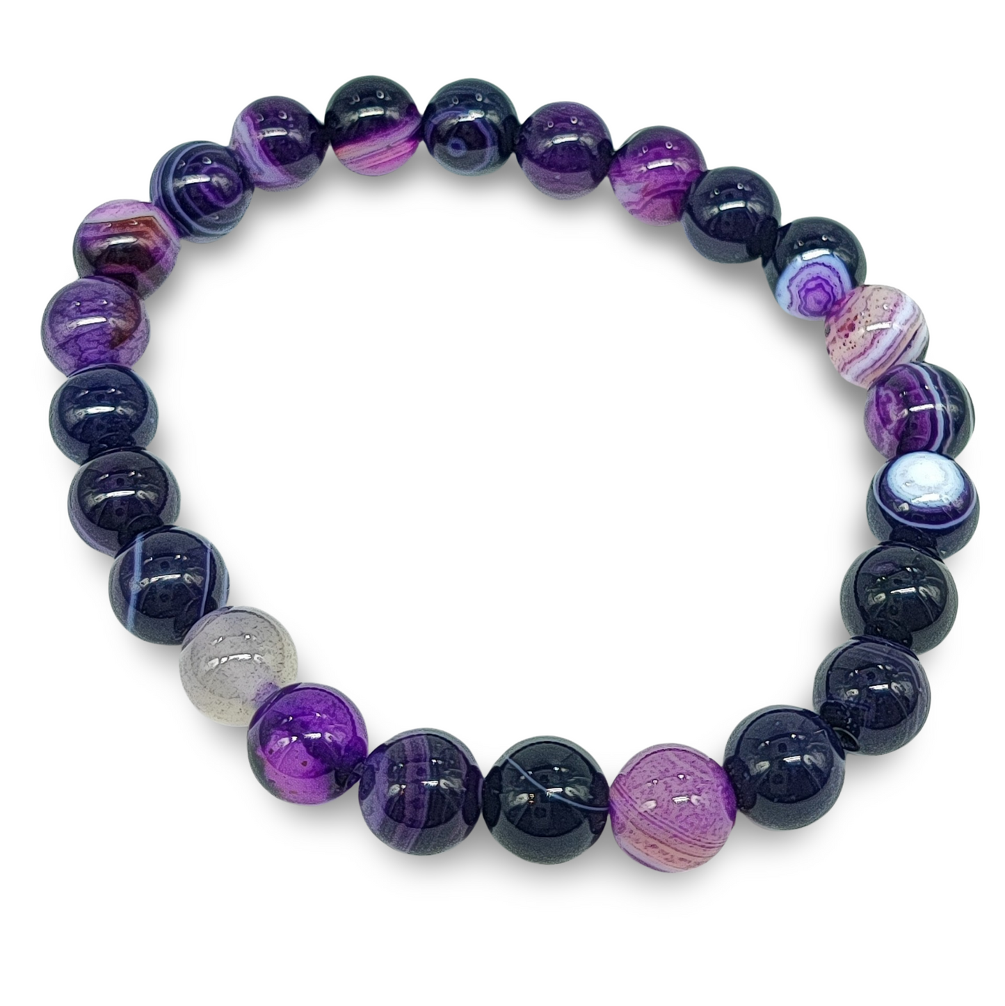 Bracelet -Purple Agate Striped -8mm