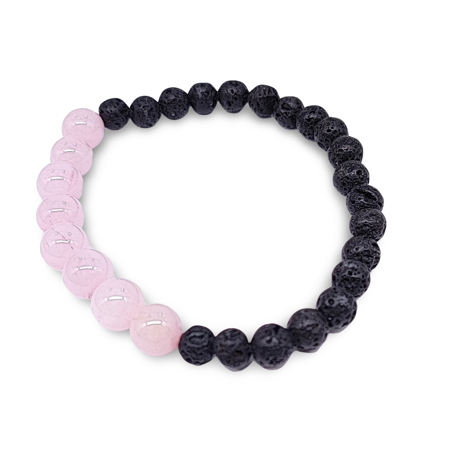 Bracelet - Rose Quartz 8mm & Lava Stone 6mm
