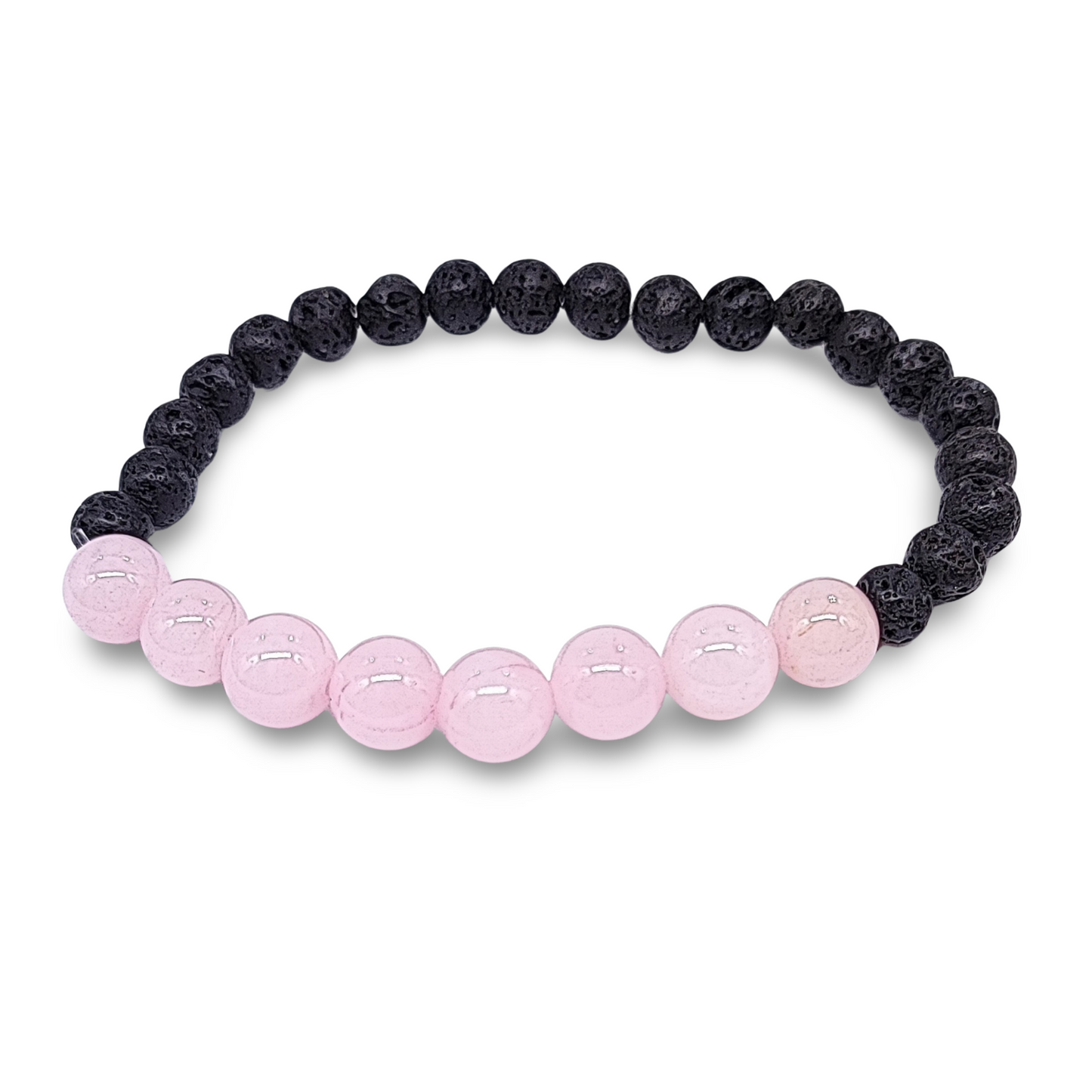 Bracelet - Rose Quartz 8mm & Lava Stone 6mm