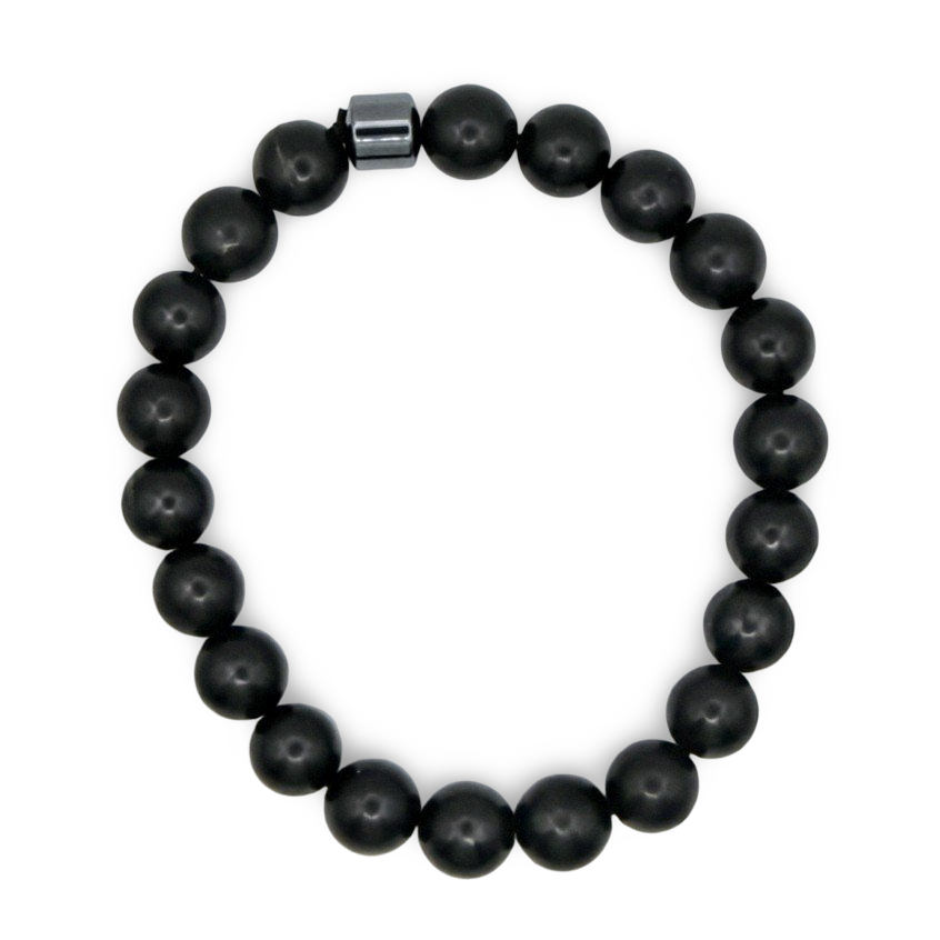 Bracelet - AAA Shungite Beads with One AAA Hematite Bead - XL - 10mm