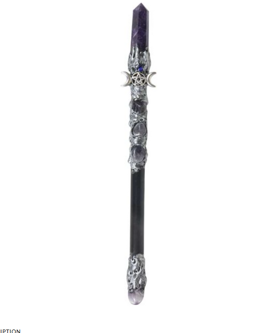 Wicca & Pagan - Magic Wand - Amethyst with Triple Moon
