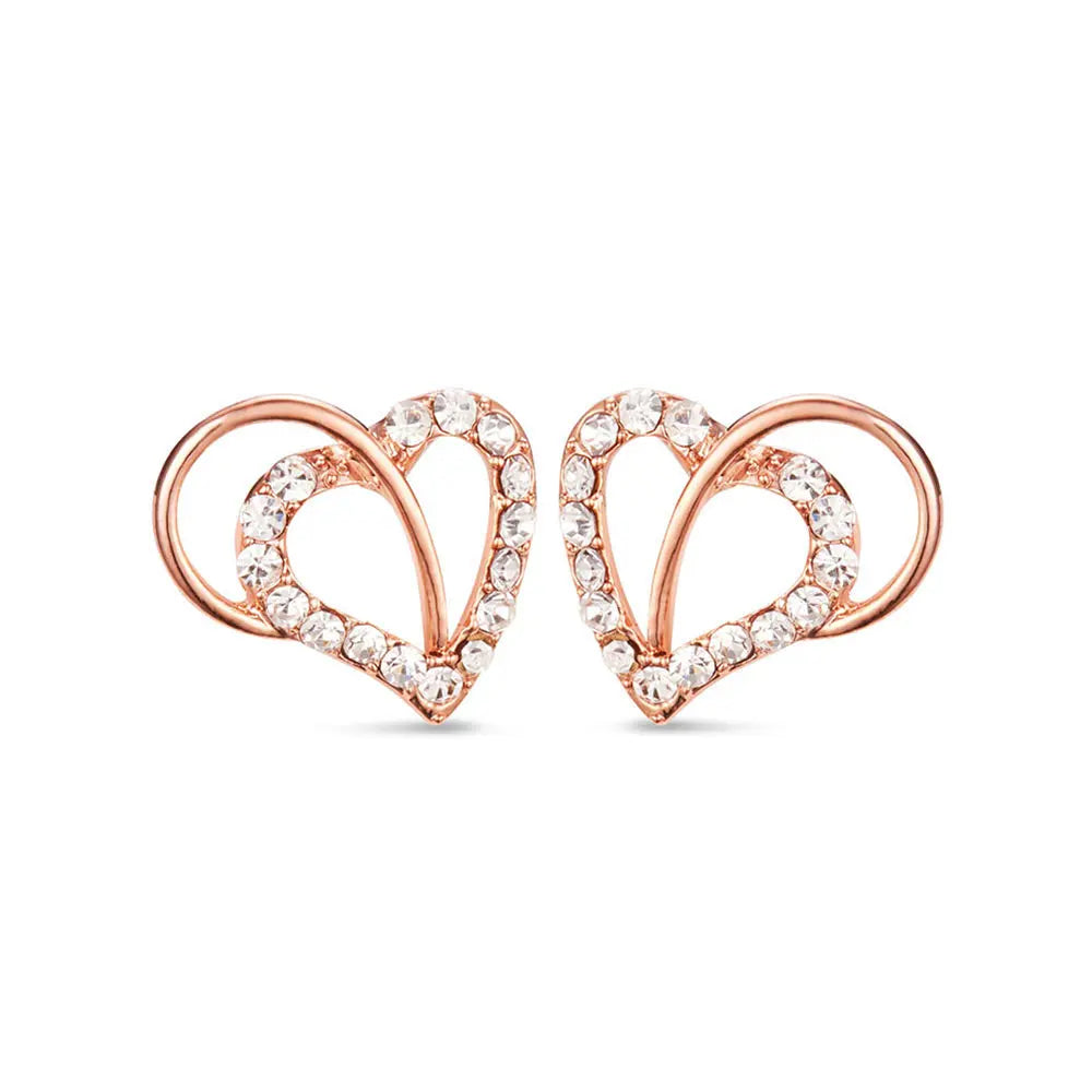 Earrings -925 Sterling -Natural Zircon -Radiant Heart Rose Gold -Zircon -Arômes & Évasions