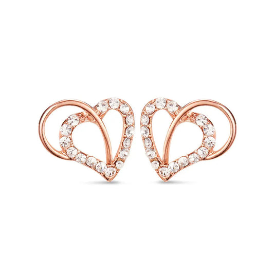 Earrings -925 Sterling -Natural Zircon -Radiant Heart Rose Gold -Zircon -Arômes & Évasions