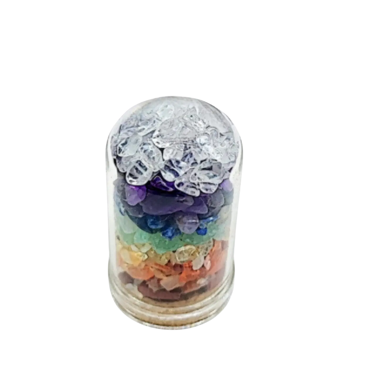 Home Decor -Small Decorative Bell -7 Chakras -Mixed Gemstones Chips -15ml