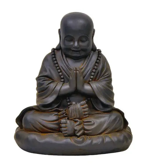 Home Decor - Statue - Clayfibre - Praying Buddha - Black Rust -Home Decor -Arômes & Évasions