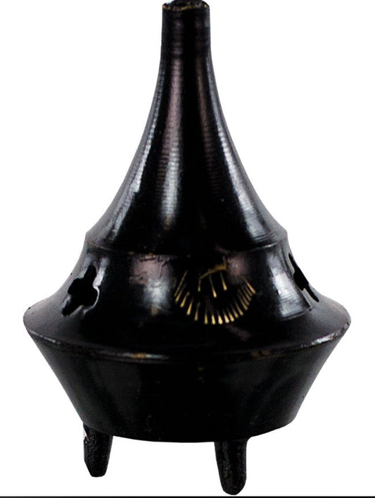 Incense Burner -Cone -Brass -Black Backflow Aromes Evasions 