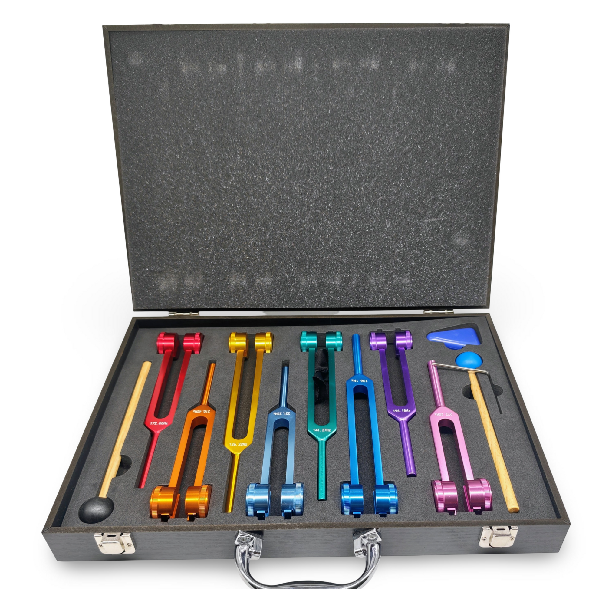 Meditation Accessories - Chakra 8 Tuning Forks Kit - Wood Box