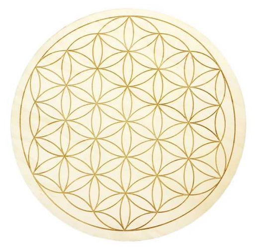 Metaphysical Tools - Wood Crystal Grid - Flower of Life