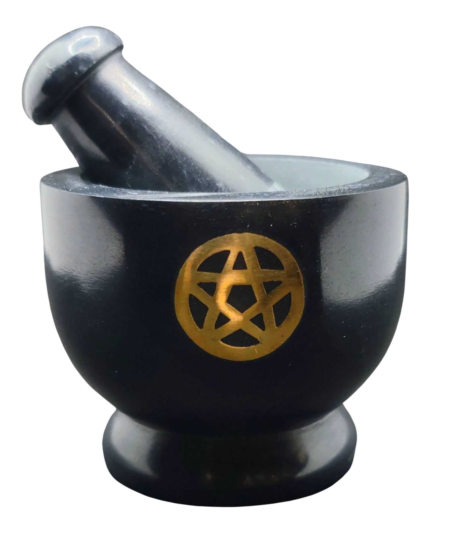 Mortar & Pestle -Soapstone -Pentacle -3″